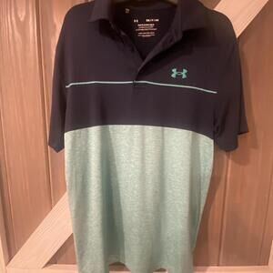 Under Armour “The Playoff” Navy and Teal Golf Polo Shirt - Small